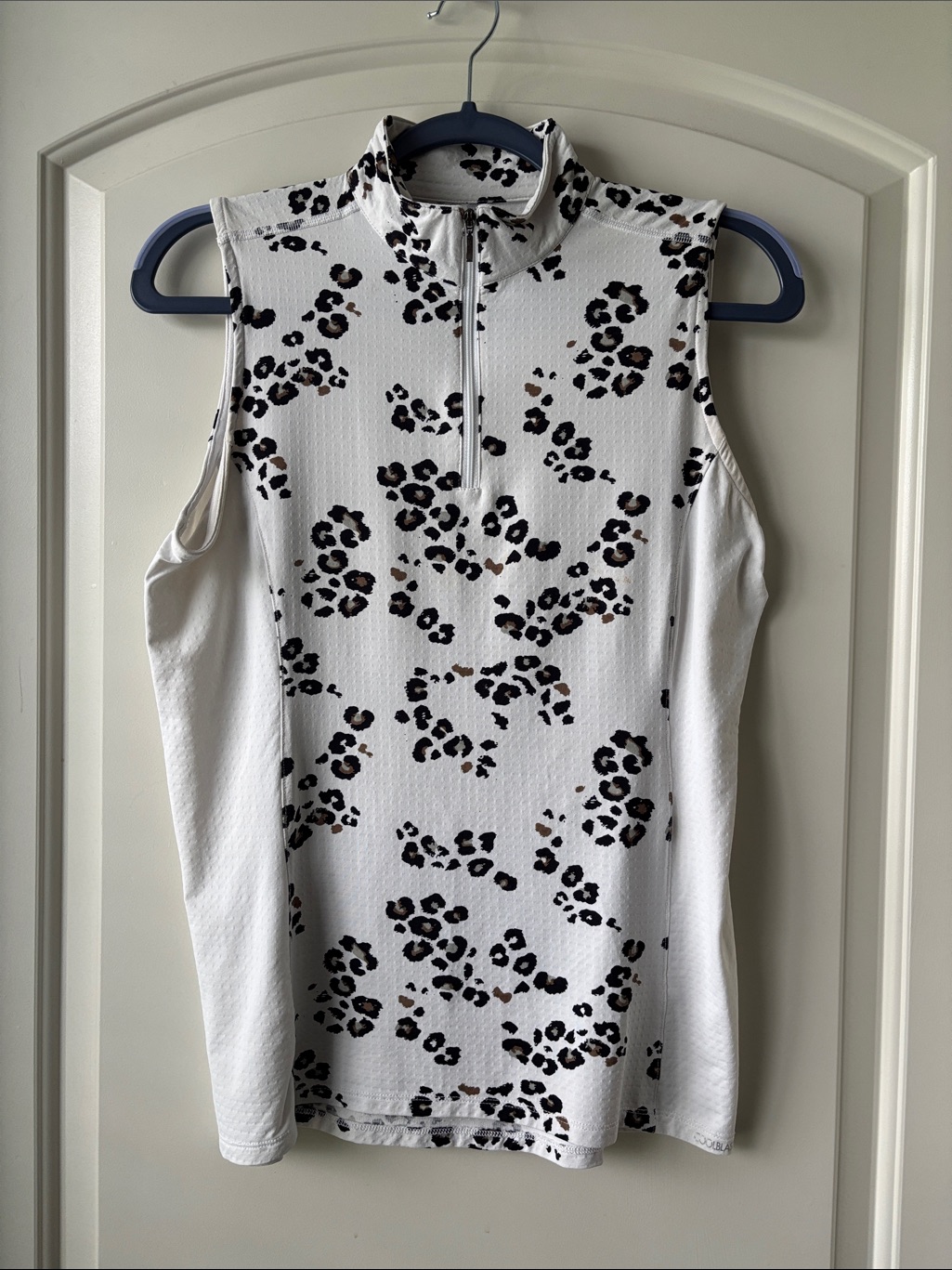 Dover Saddlery Coolblast 100 Ladies’ Sleeveless Quarter Zip Top- Leopard Print